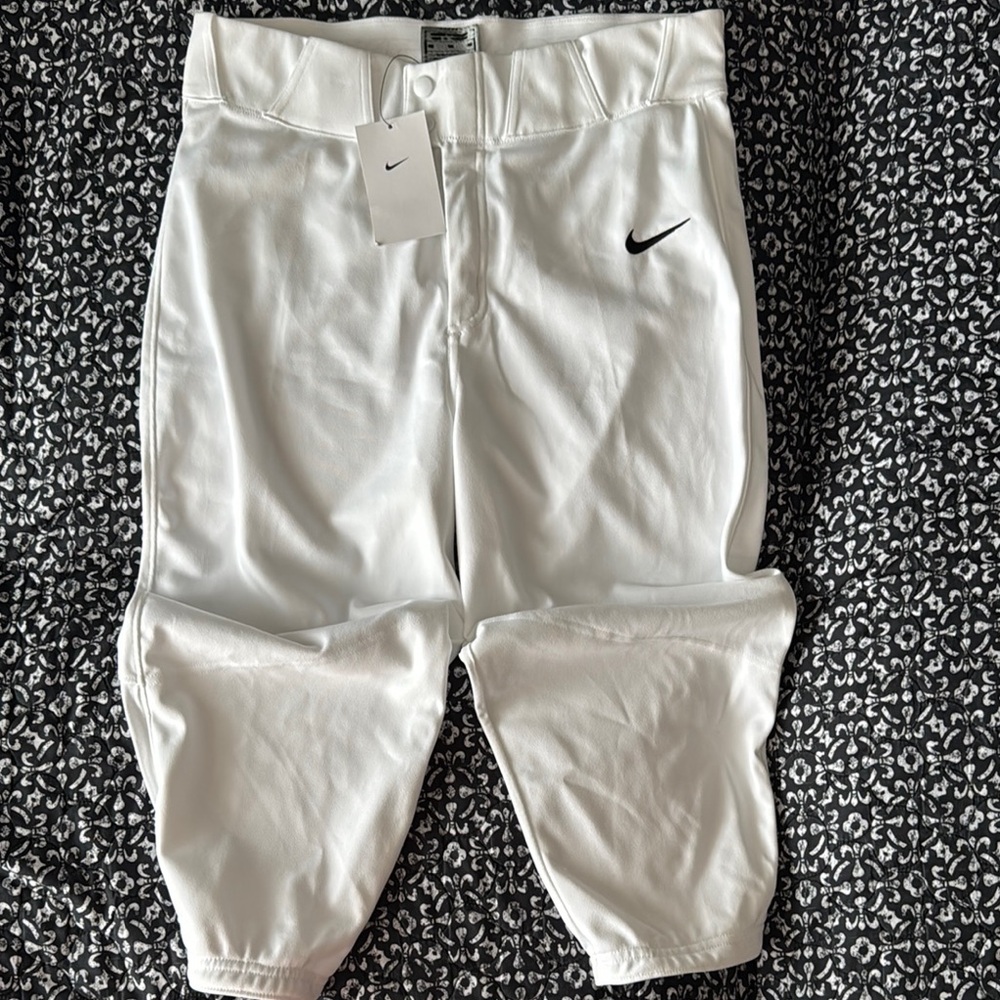 Nike White Track Pants with Elastic Cuffs